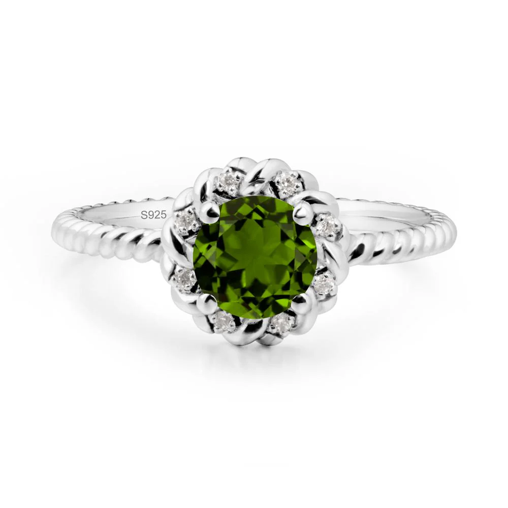 Round Diopside Halo Engagement Ring - Image 7