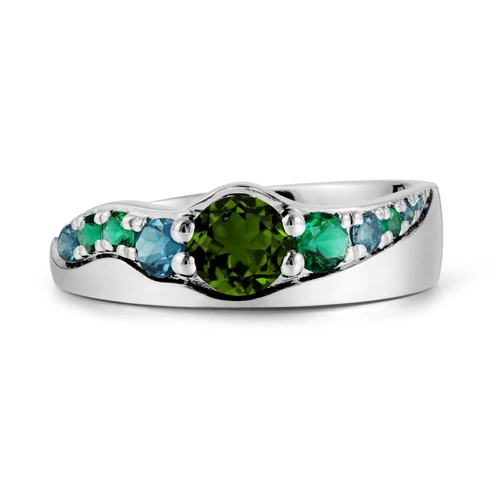 Round Diopside Ring with Wave Band - Image 2