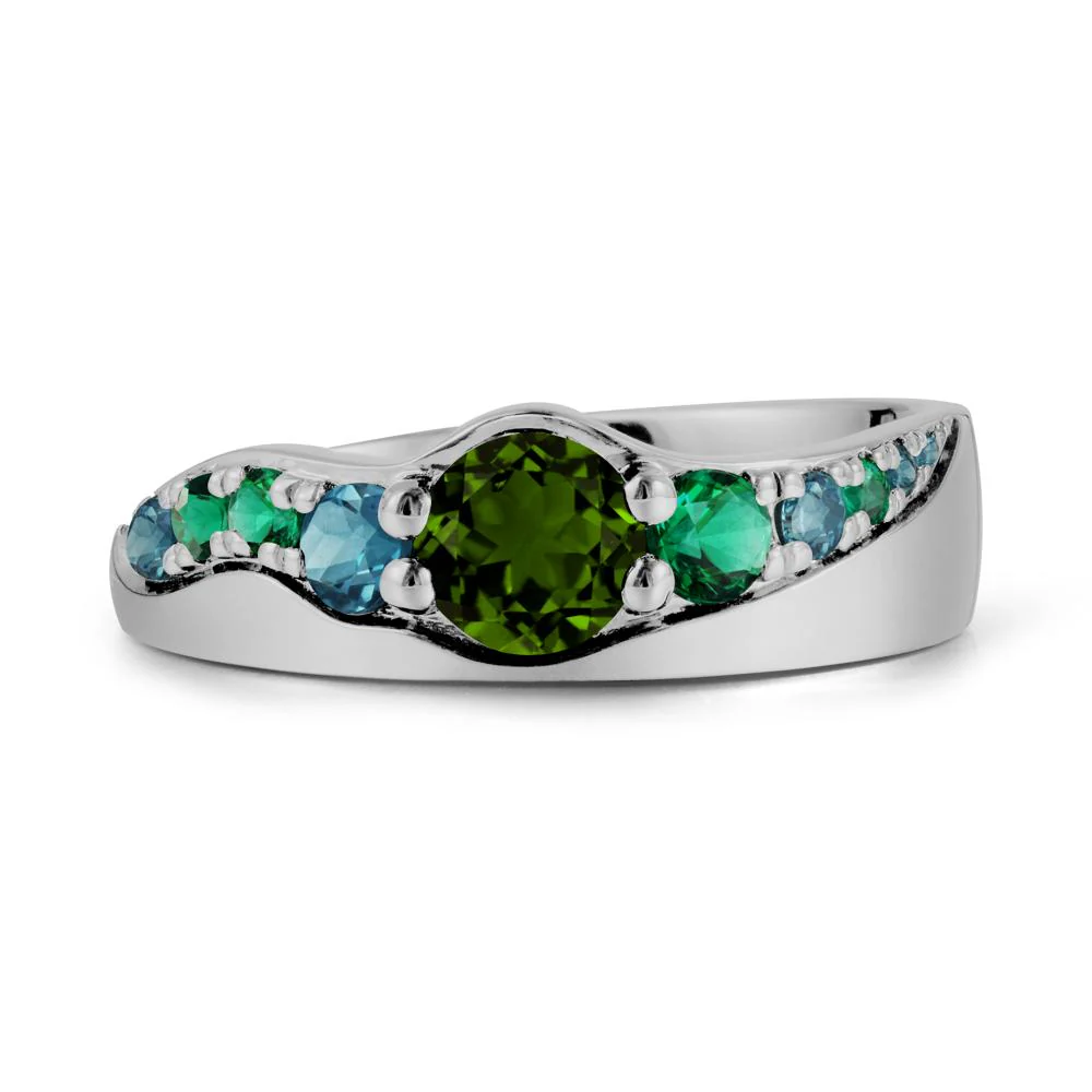 Round Diopside Ring with Wave Band - Image 8