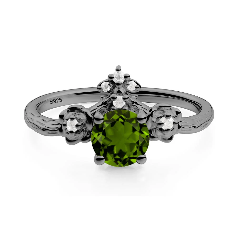 Round Diopside Rose Ring with Wood Grain - Image 3