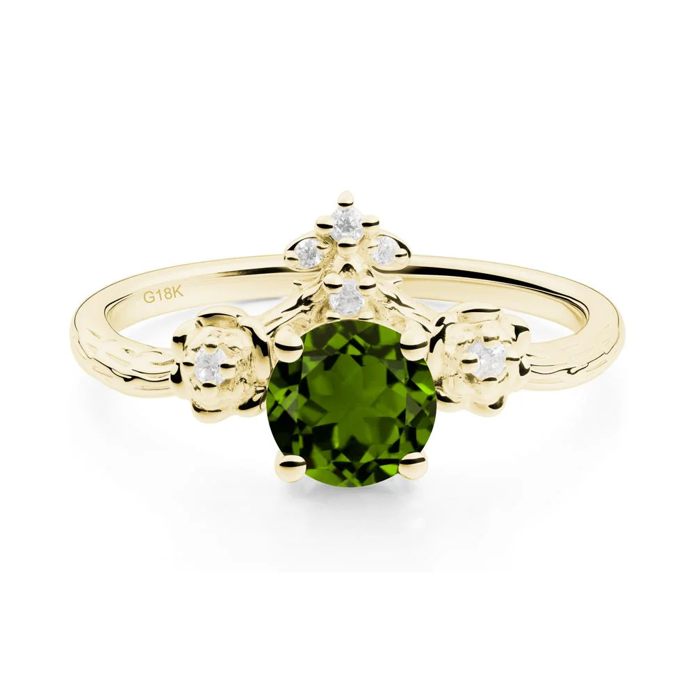 Round Diopside Rose Ring with Wood Grain - Image 4