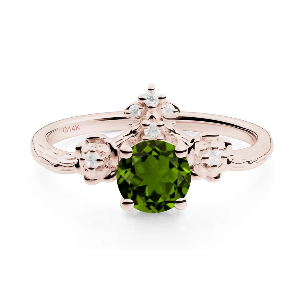 Round Diopside Rose Ring with Wood Grain - Image 8