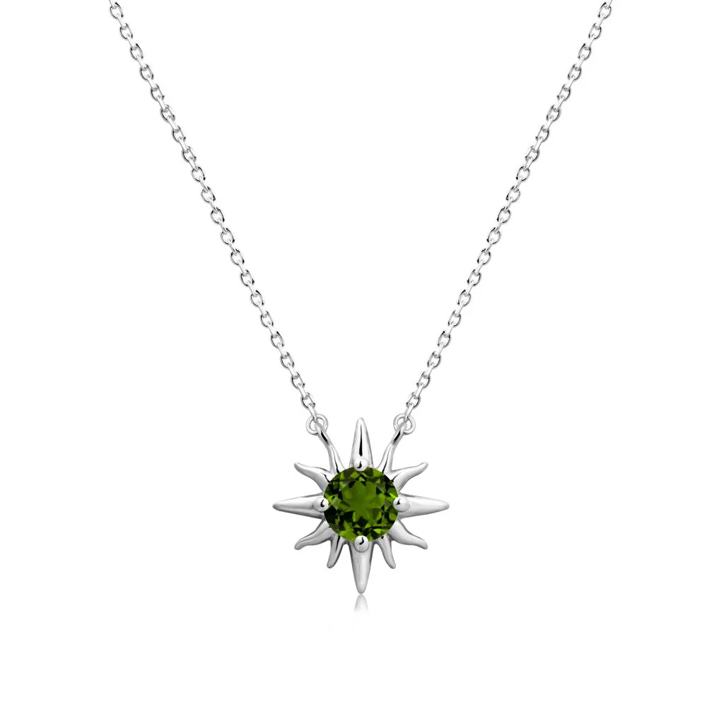 Round Diopside Sun Pendant Necklace - Image 6