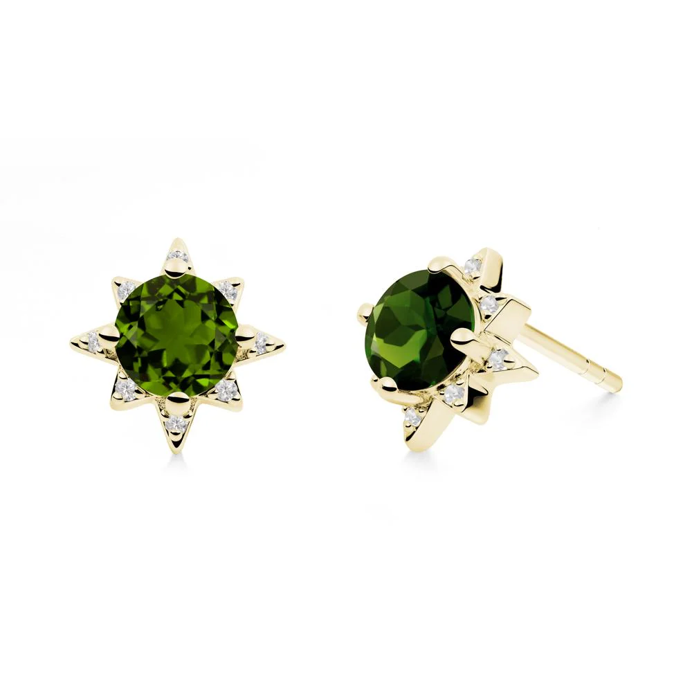 Round Diopside Sunburst Stud Earrings - Image 9