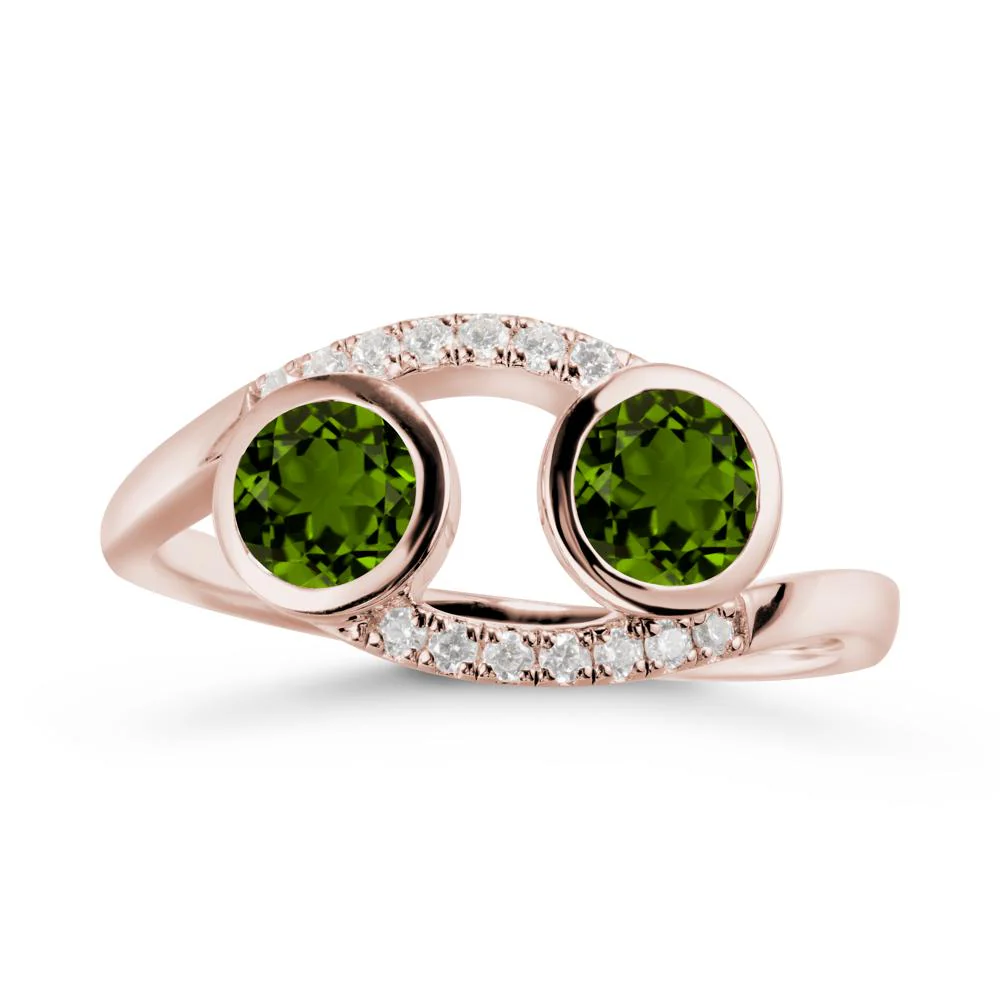 Round Diopside Two Stone Ring - Image 2