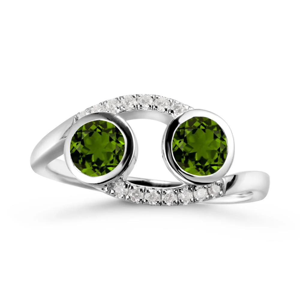 Round Diopside Two Stone Ring - Image 5