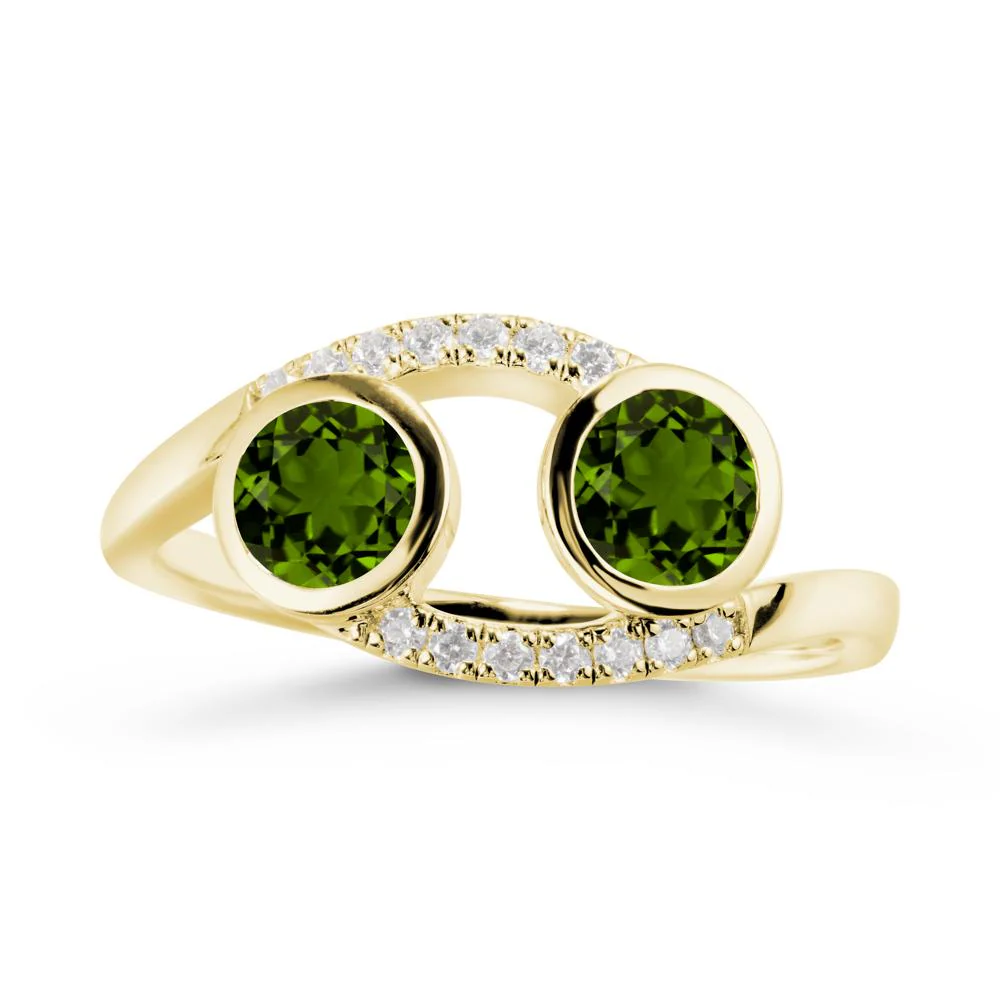 Round Diopside Two Stone Ring - Image 6