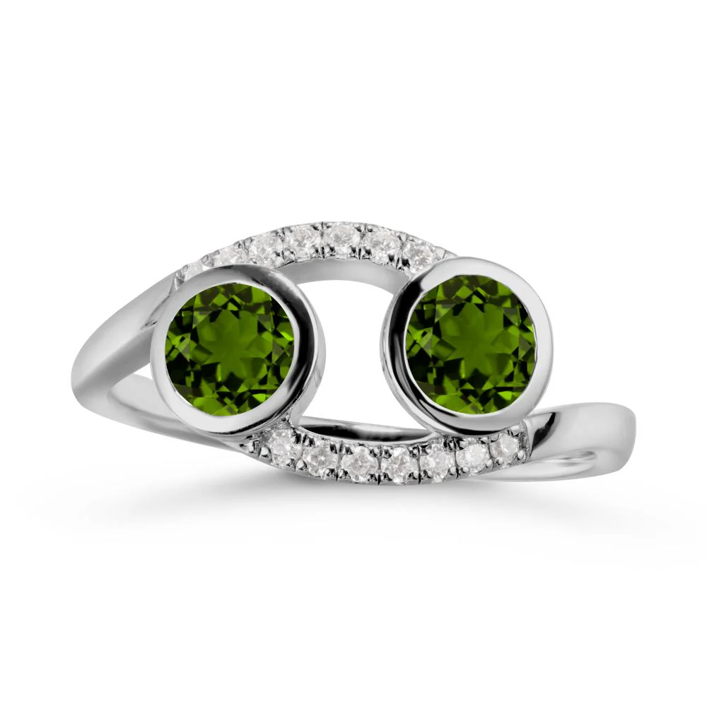 Round Diopside Two Stone Ring - Image 8