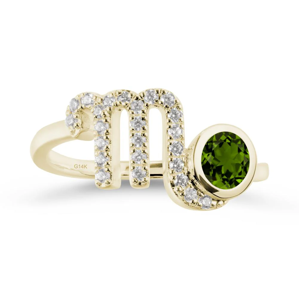 Round Diopside Wrap Around Scorpio Zodiac Ring - Image 4