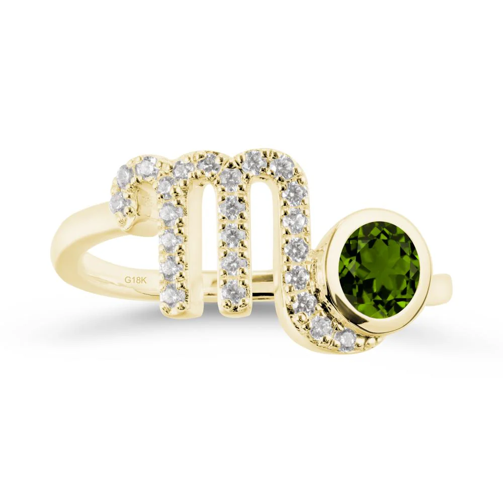Round Diopside Wrap Around Scorpio Zodiac Ring - Image 7