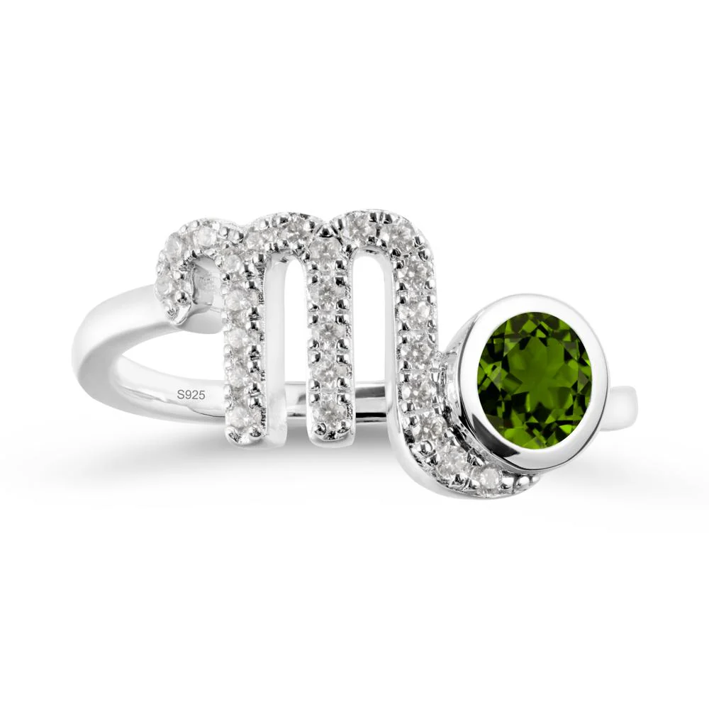 Round Diopside Wrap Around Scorpio Zodiac Ring - Image 9