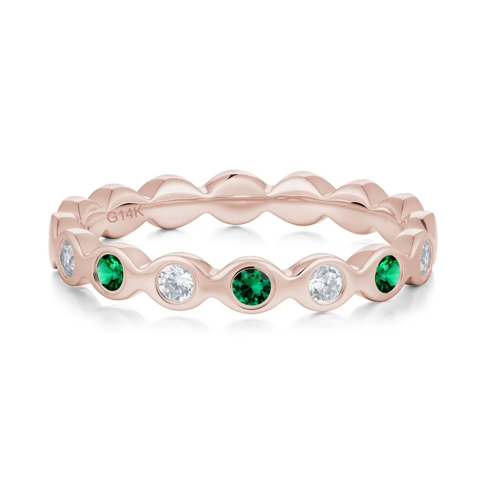 Round Emerald and Cubic Zirconia Eternity Band Ring - Image 8
