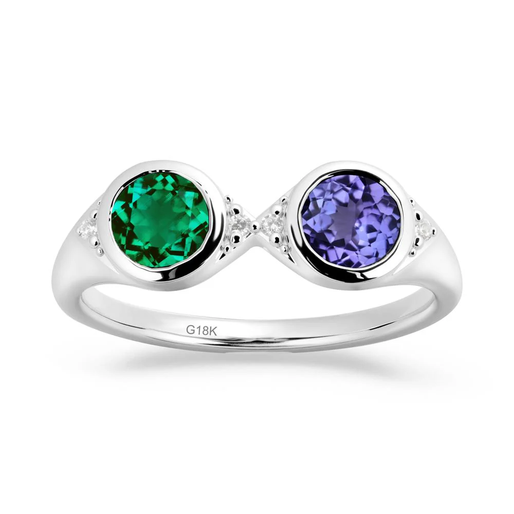 Round Emerald and Tanzanite Toi Et Moi Ring - Image 7