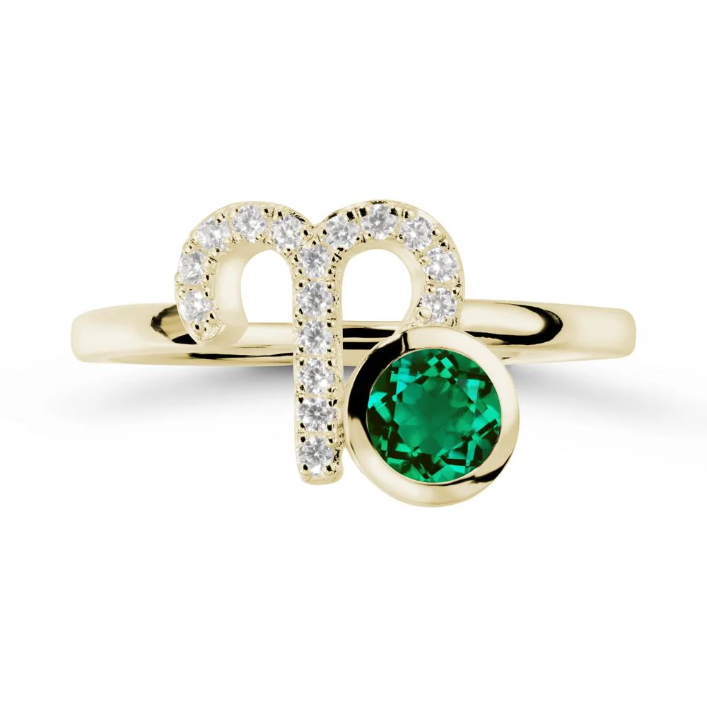 Round Emerald Aries Zodiac Ring-Bold & Ambitious - Image 4