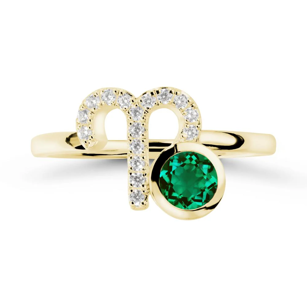 Round Emerald Aries Zodiac Ring-Bold & Ambitious - Image 7