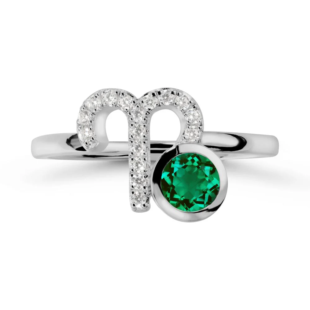 Round Emerald Aries Zodiac Ring-Bold & Ambitious - Image 9