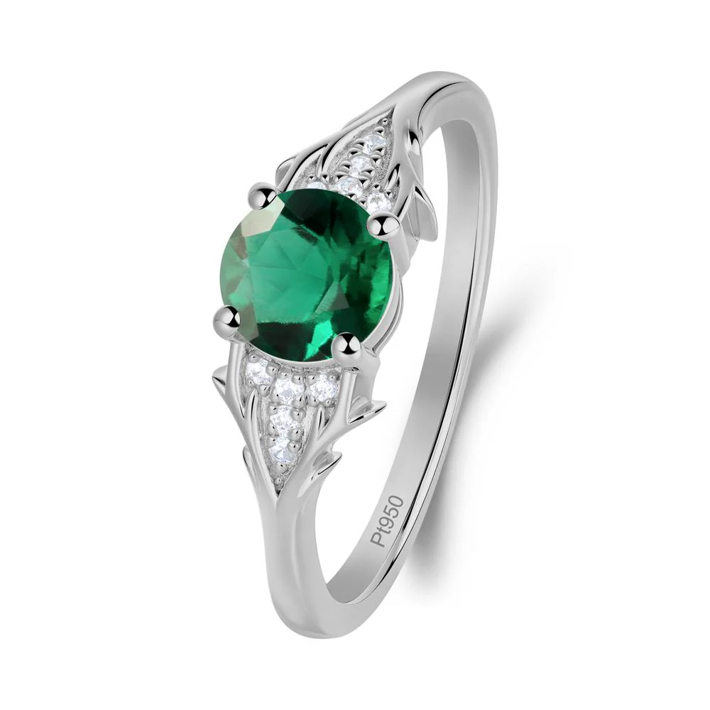 Round Emerald Branch Engagement Ring - Image 6