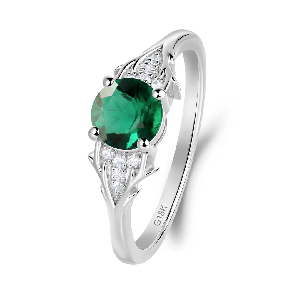 Round Emerald Branch Engagement Ring - Image 7