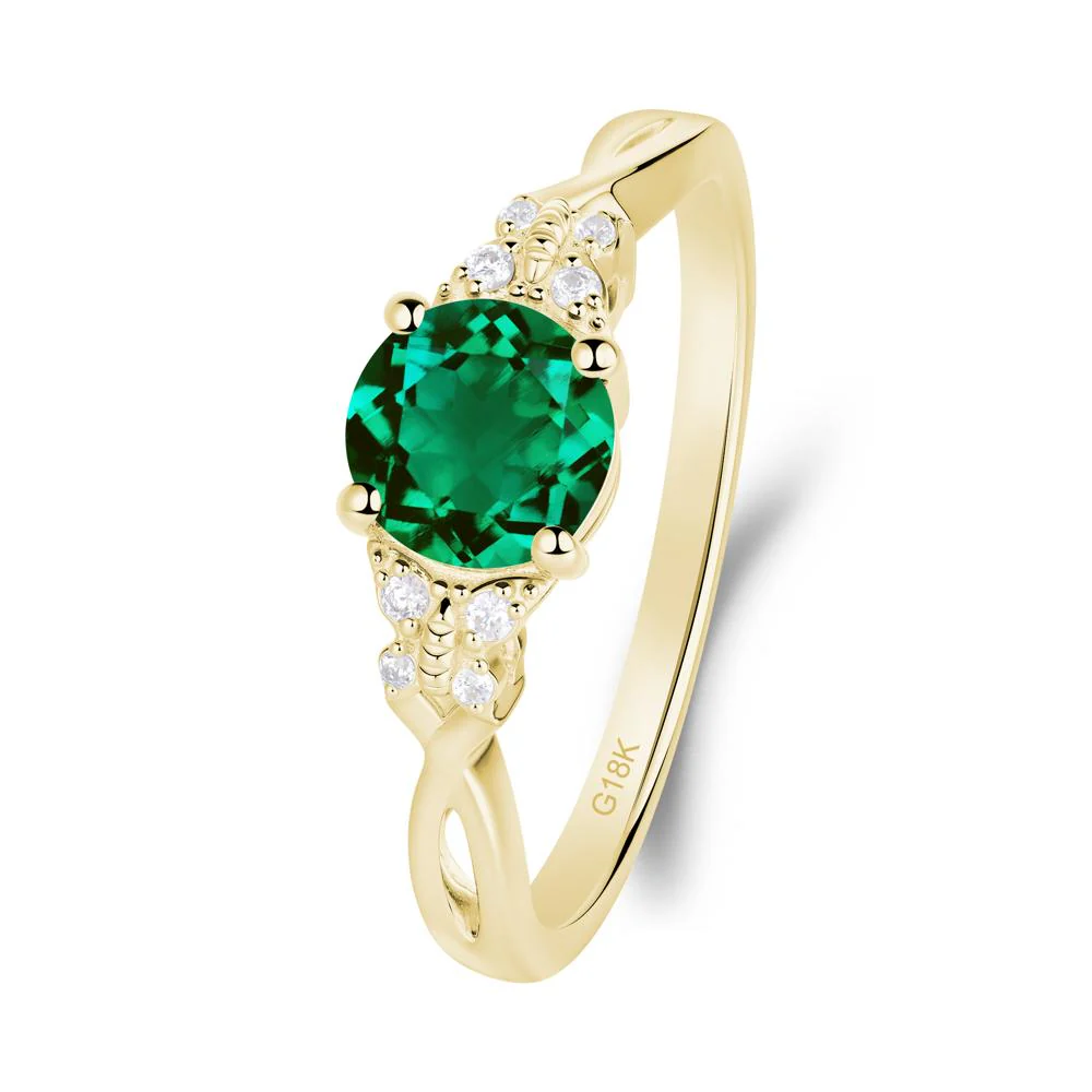 Round Emerald Butterfly Ring - Image 4