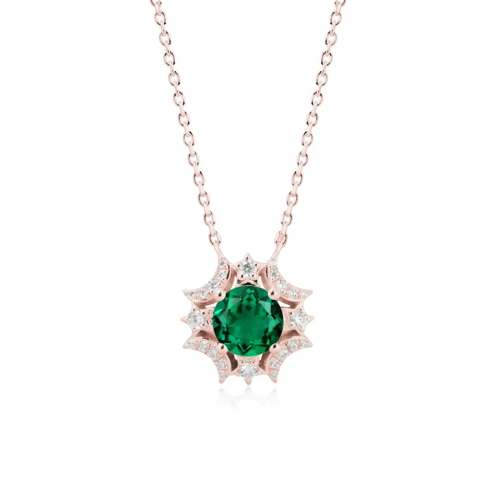 Round Emerald Celestial Star Pendant Necklace - Image 5