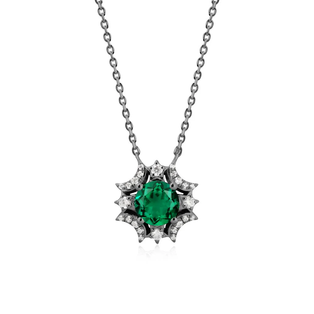 Round Emerald Celestial Star Pendant Necklace - Image 8