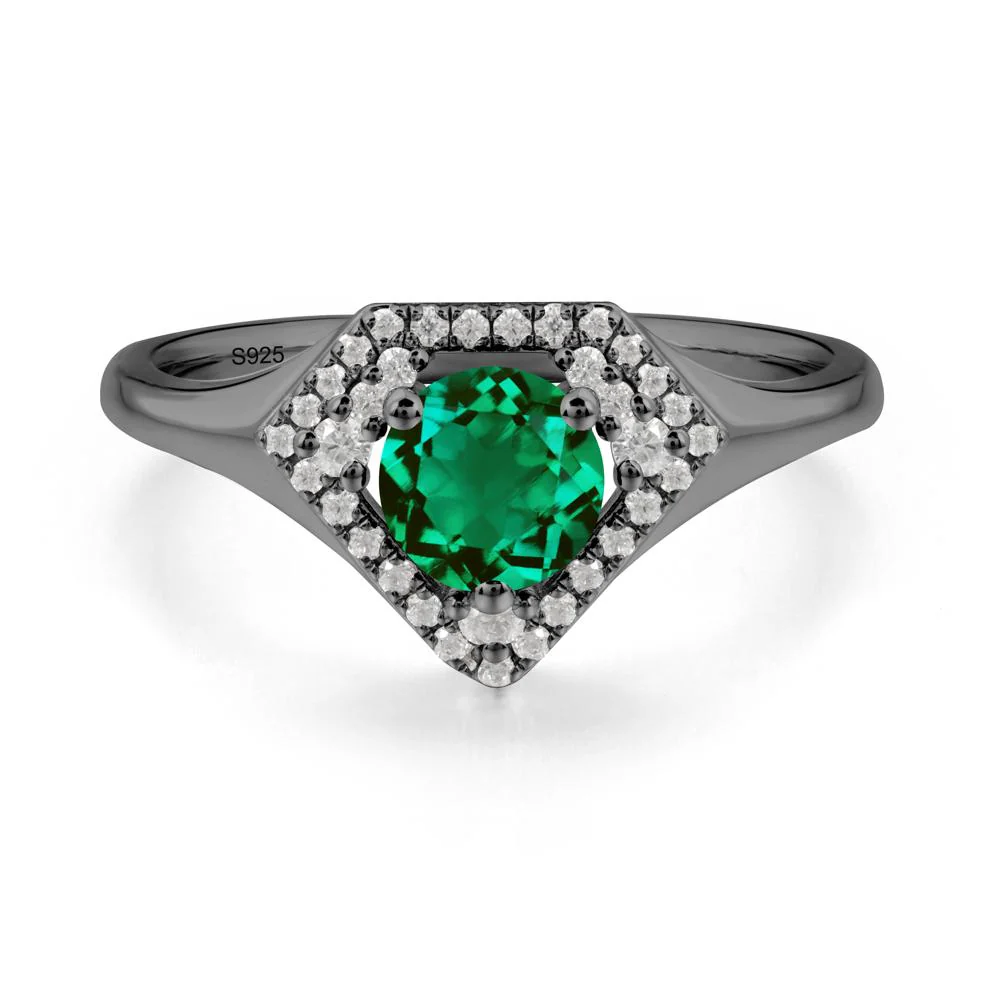 Round Emerald Double Halo Ring