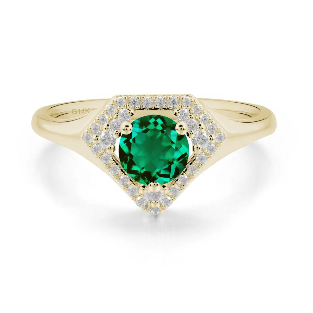 Round Emerald Double Halo Ring - Image 2