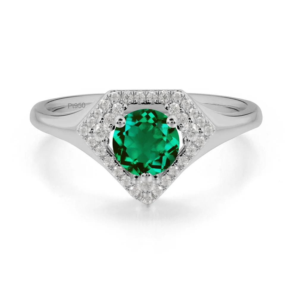 Round Emerald Double Halo Ring - Image 5
