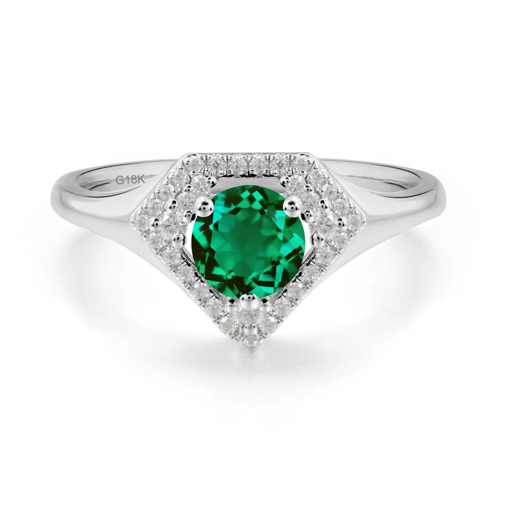 Round Emerald Double Halo Ring - Image 6
