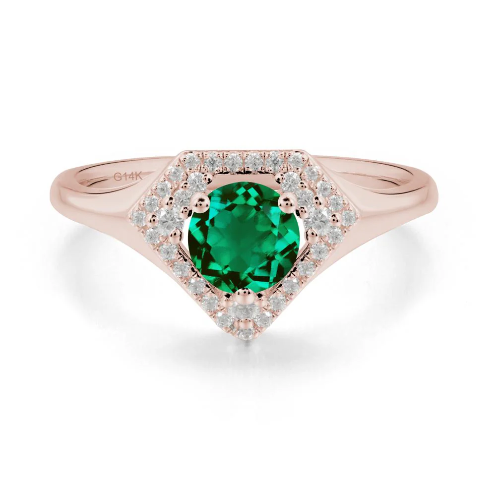 Round Emerald Double Halo Ring - Image 8