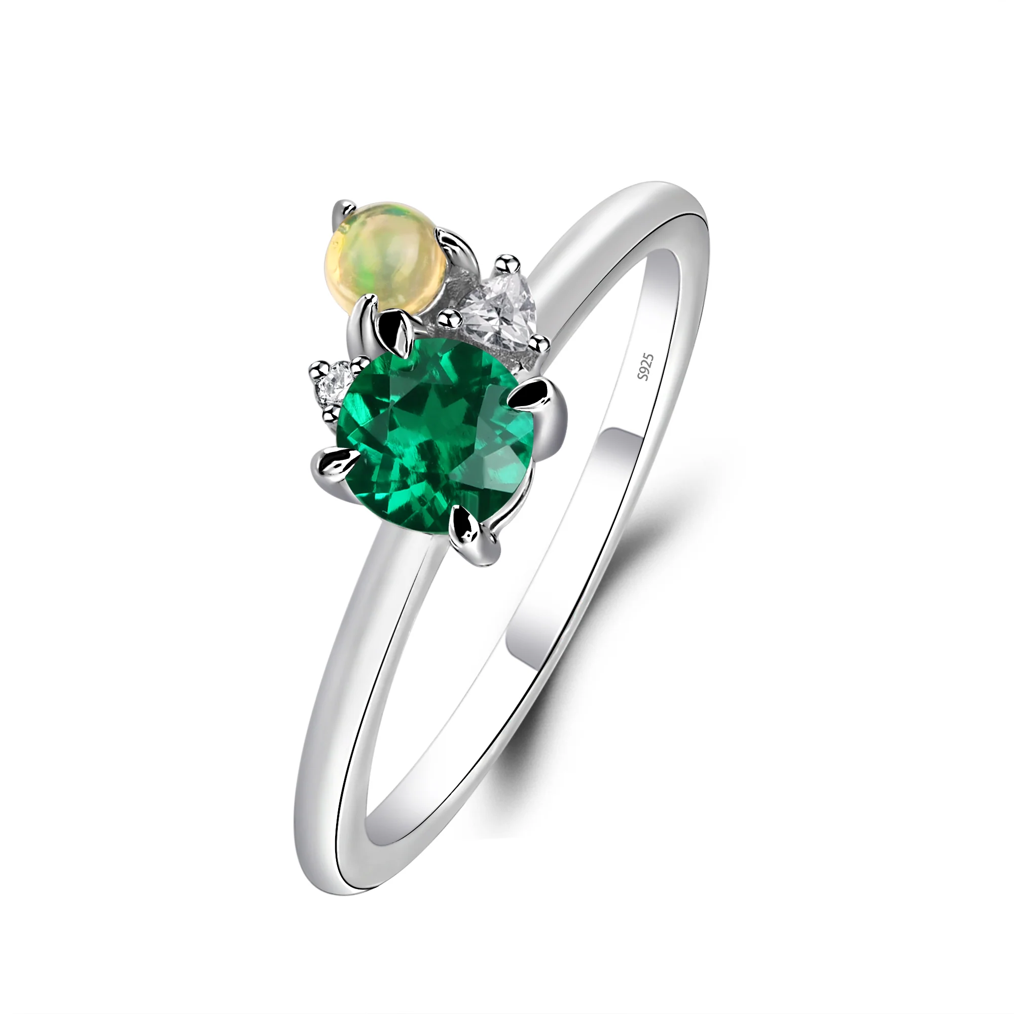 Round Emerald Engagement Ring