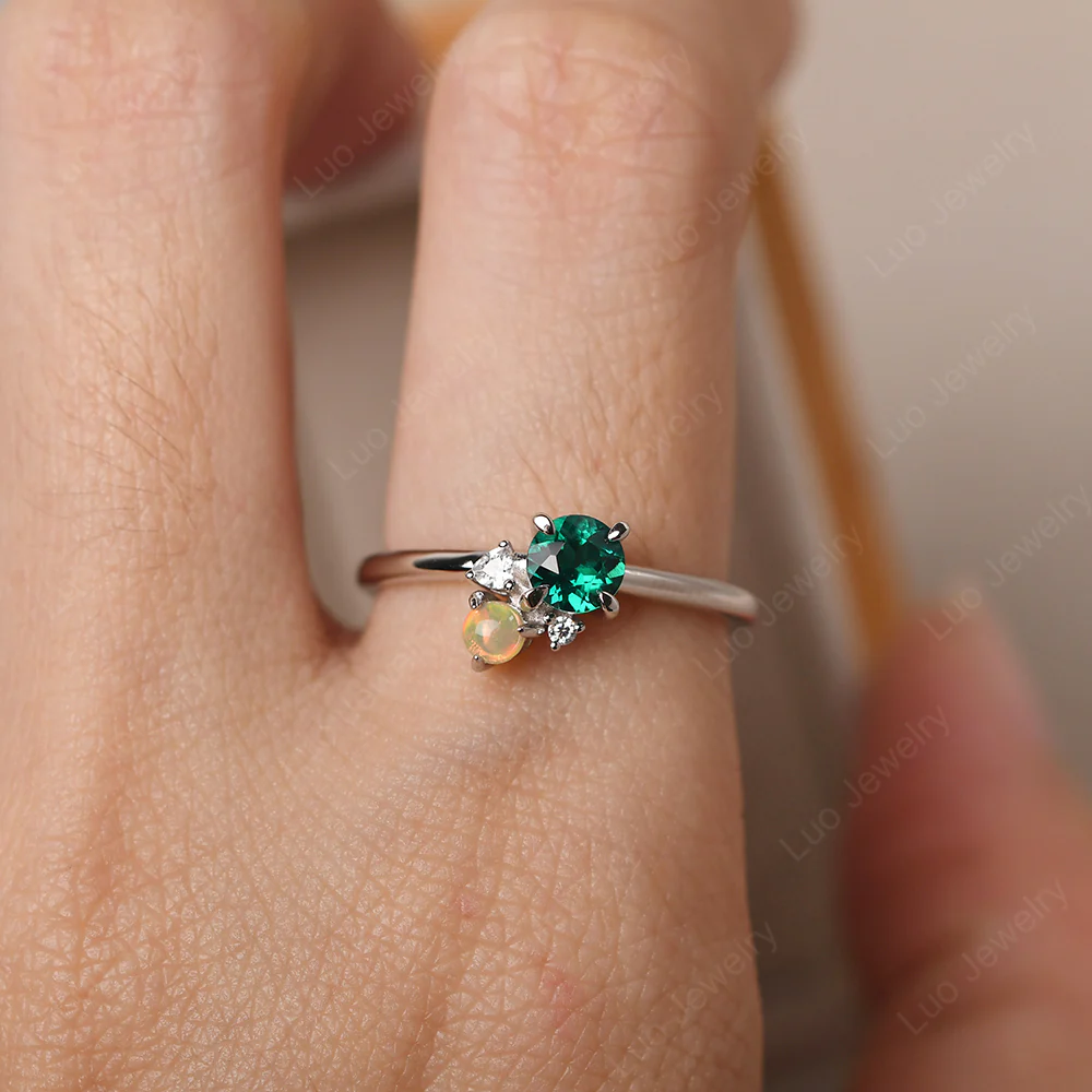 Round Emerald Engagement Ring - Image 7