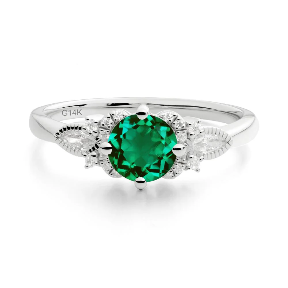 Round Emerald Floral Statement Ring - Image 7