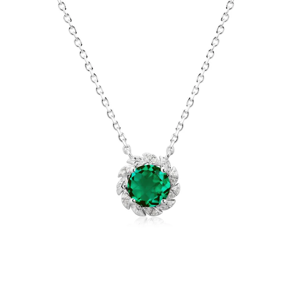 Round Emerald Flower Necklace - Image 3