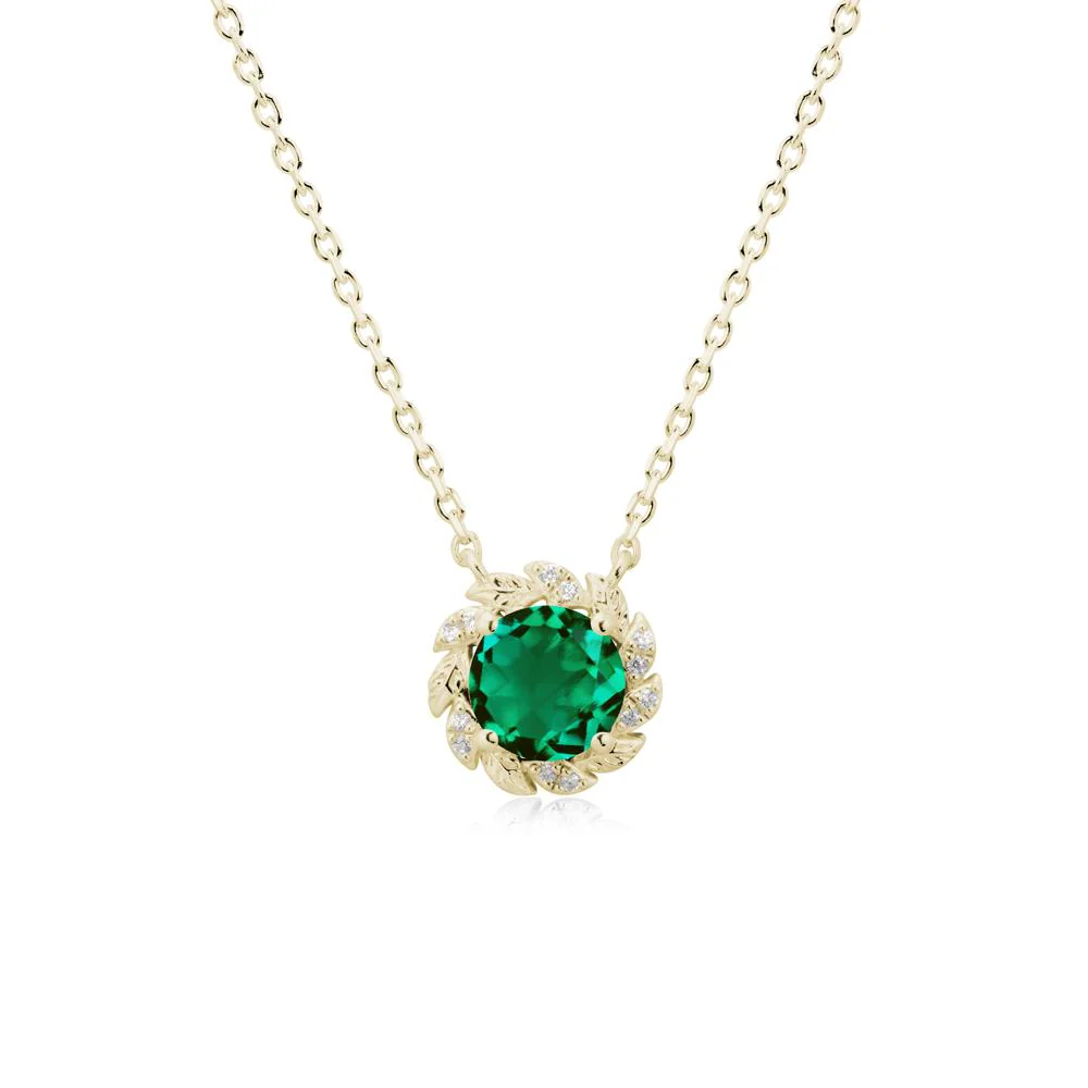 Round Emerald Flower Necklace - Image 4