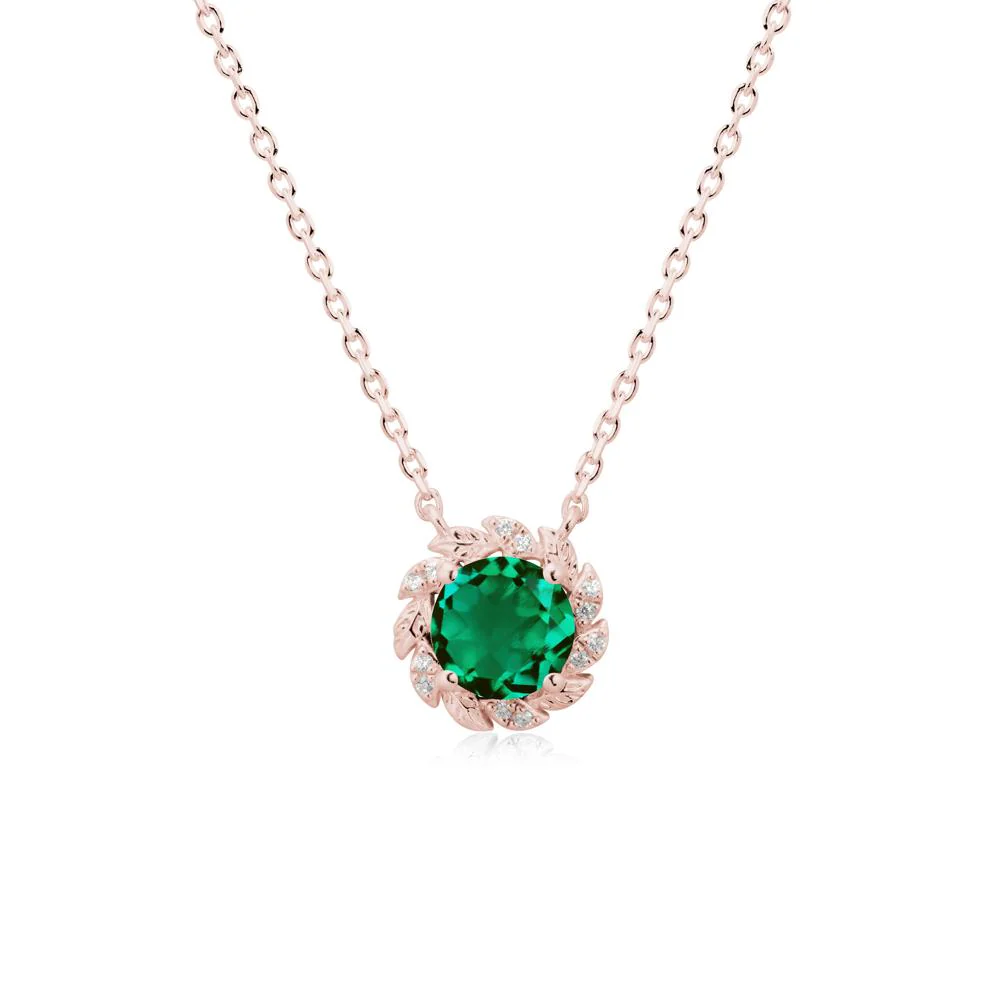 Round Emerald Flower Necklace - Image 5