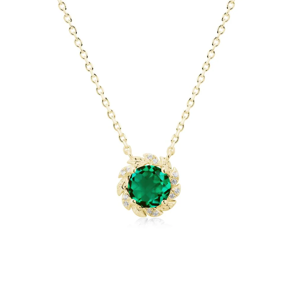 Round Emerald Flower Necklace - Image 7