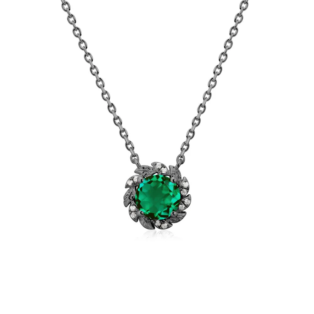 Round Emerald Flower Necklace - Image 8