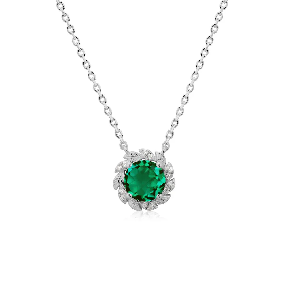 Round Emerald Flower Necklace - Image 9