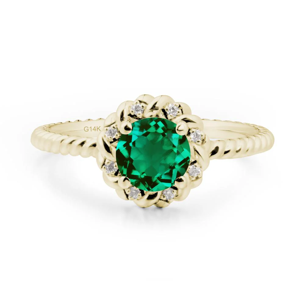 Round Emerald Halo Engagement Ring