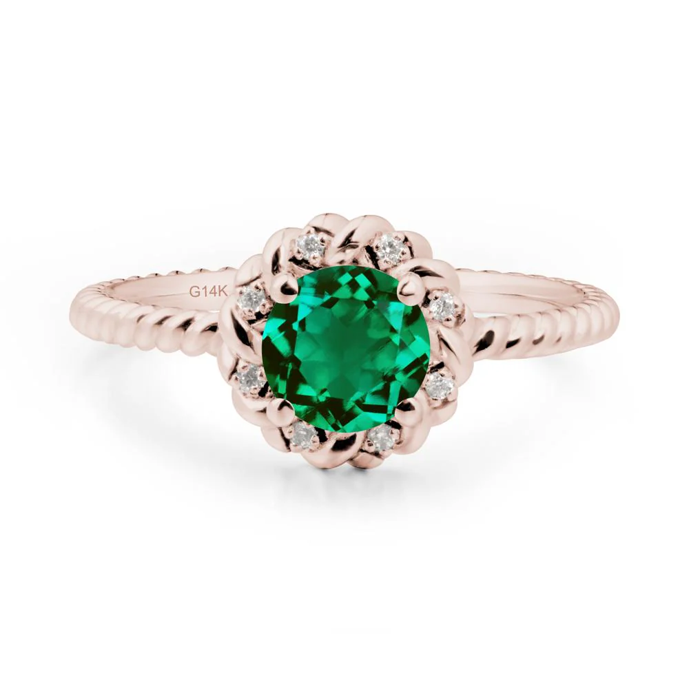 Round Emerald Halo Engagement Ring - Image 5