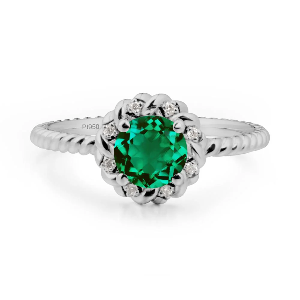 Round Emerald Halo Engagement Ring - Image 6