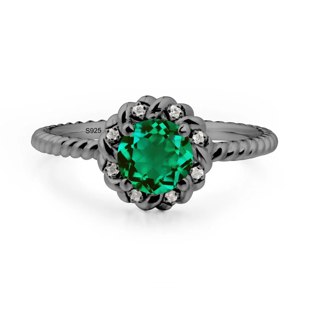 Round Emerald Halo Engagement Ring - Image 8