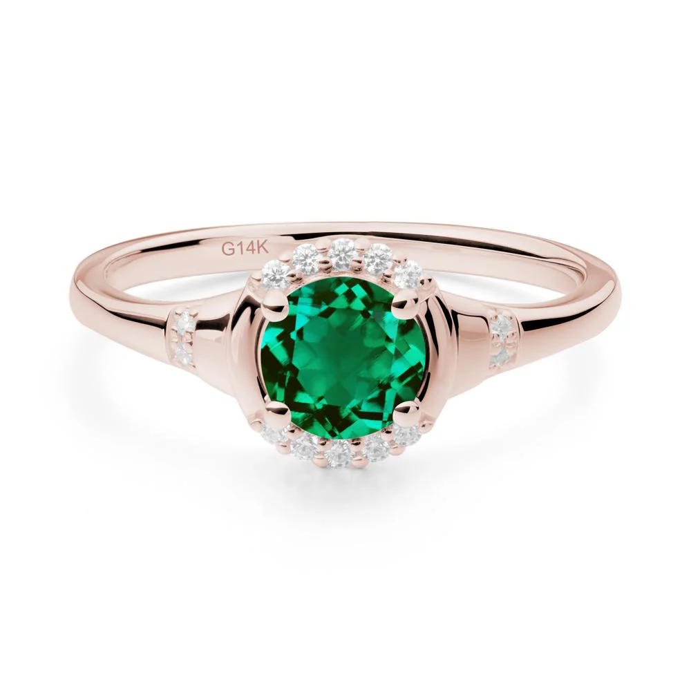 Round Emerald Halo Ring