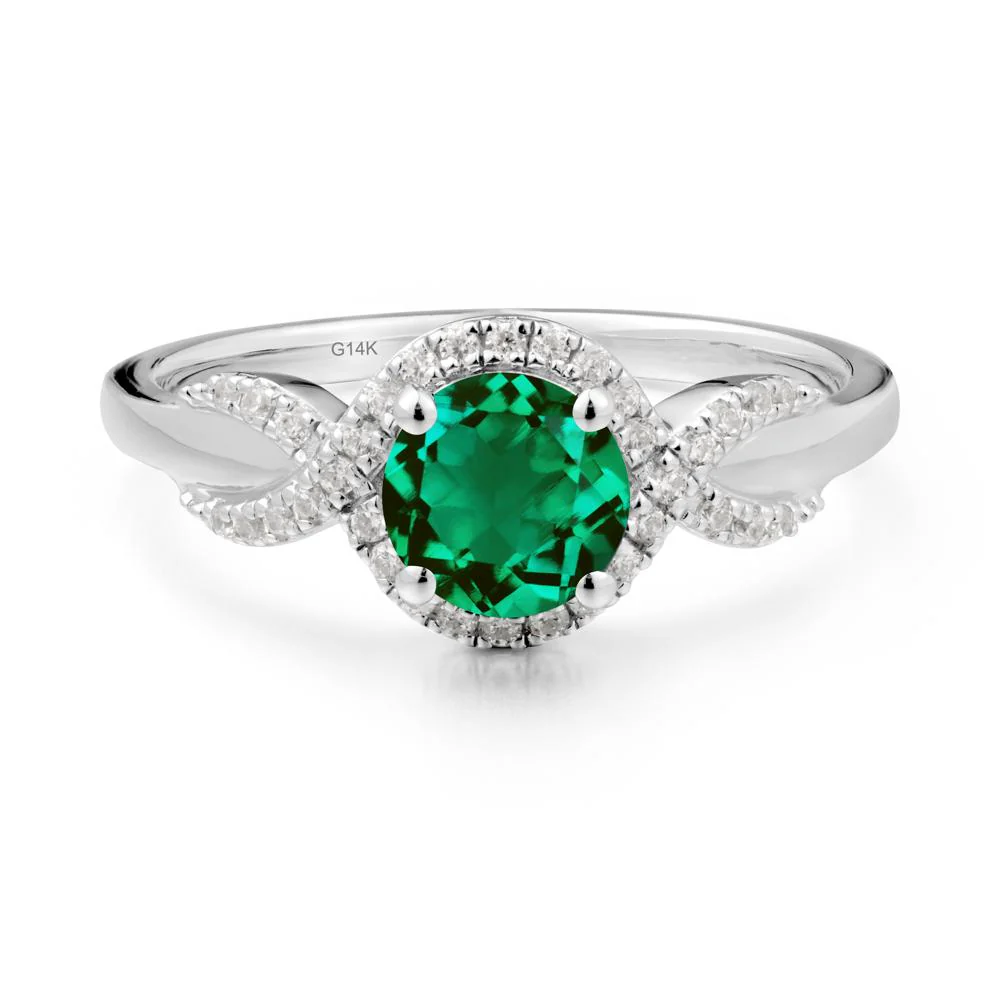 Round Emerald Halo Twist Ring - Image 5