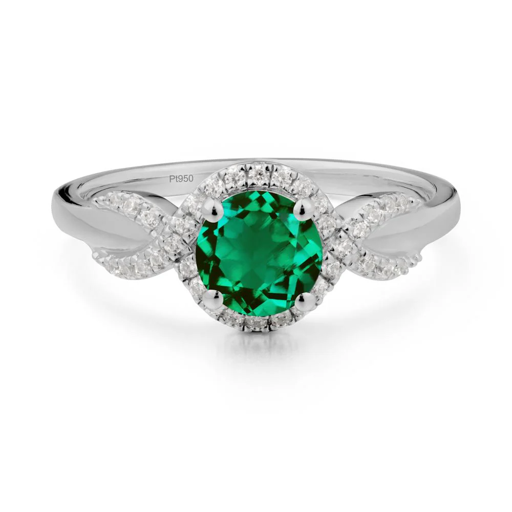 Round Emerald Halo Twist Ring - Image 6