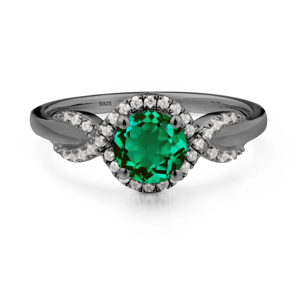Round Emerald Halo Twist Ring - Image 8