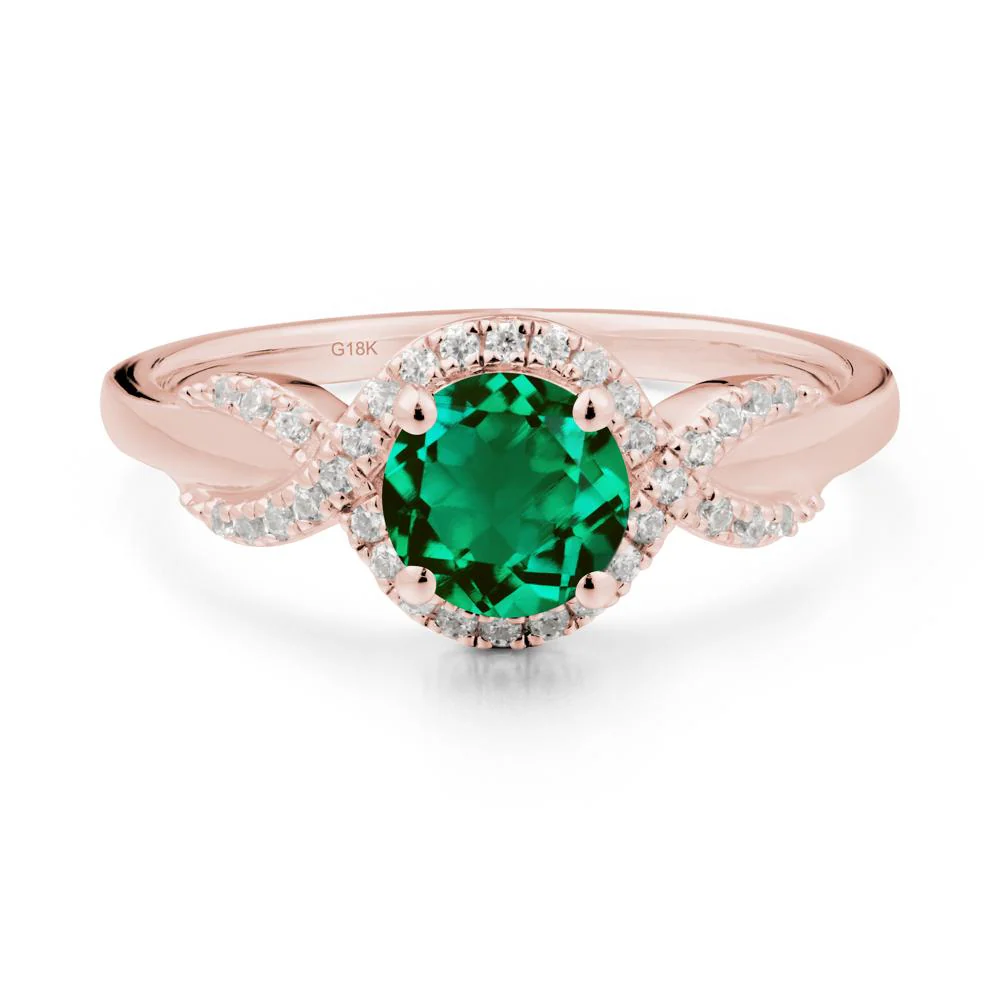 Round Emerald Halo Twist Ring - Image 9
