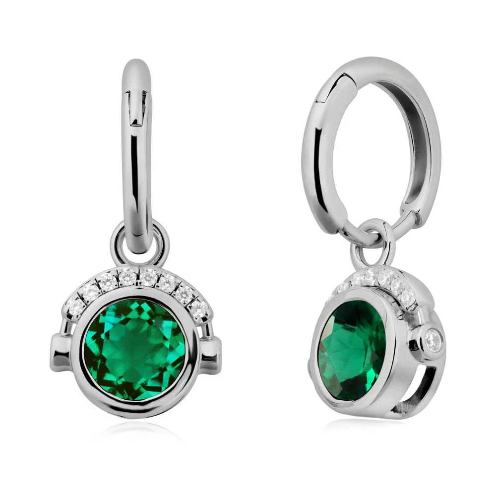 Round Emerald Headphones Earrings - Image 8