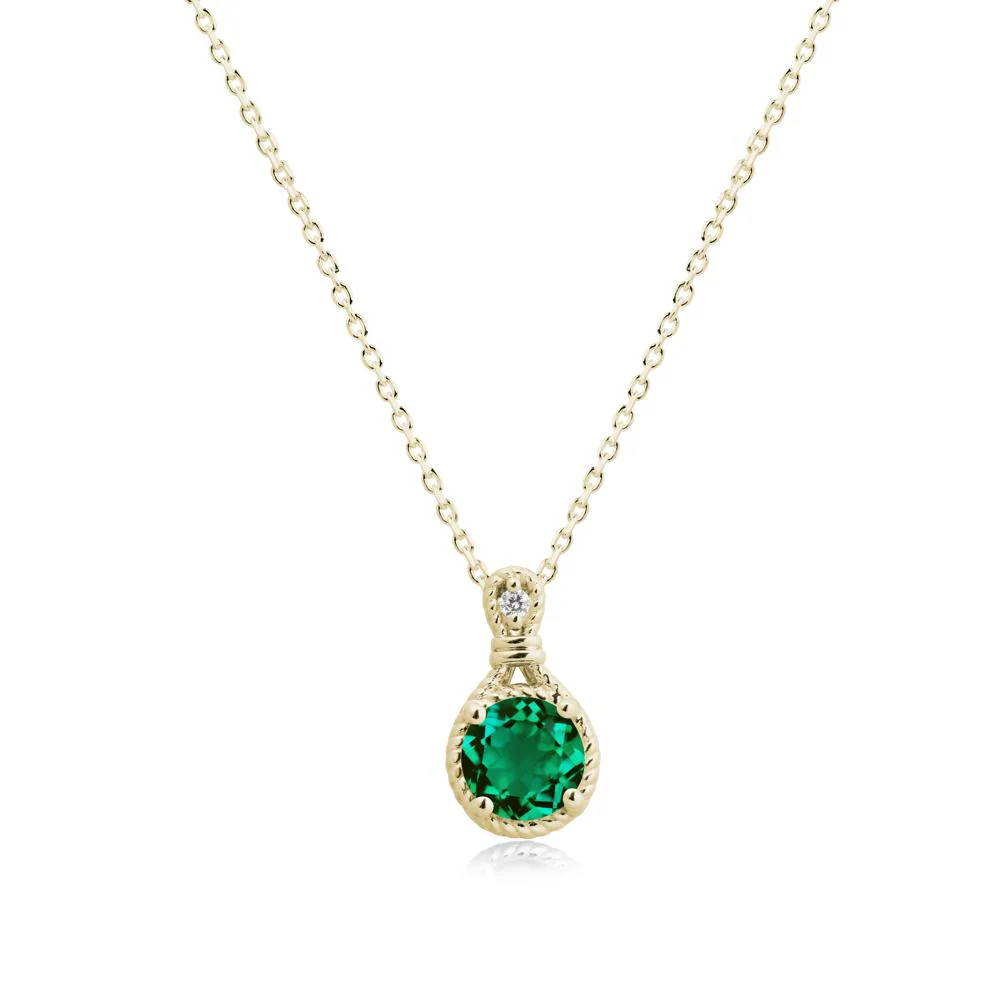 Round Emerald Knot Rope Necklace - Image 4